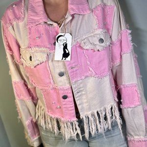 Designer Pink Pearl Cropped with Fringe